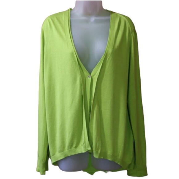 Kenneth Cole Lime Green Cardigan Exposed Zipper Sheer Back LG - Picture 1 of 16